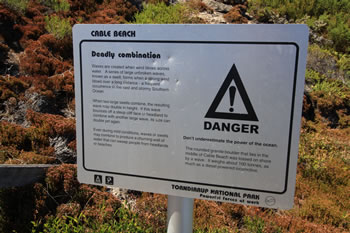 Cable Beach warning signs, Torndirrup National Park, Albany