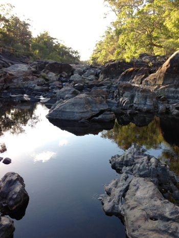 Circular Pool in mid summer, still waters of the Frankland River