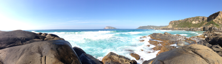 Mandalay Beach from the Northern Rocks towards Chatham Island