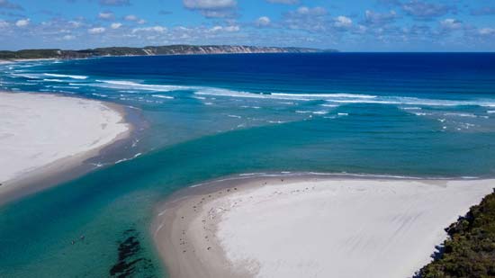 Prawn Rock Channel, Open to Ocean Beach